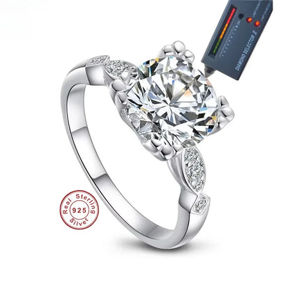 Personality Exquisite 925 Sterling Silver Round Moissanite Rings Wedding Anniversary Jewelry