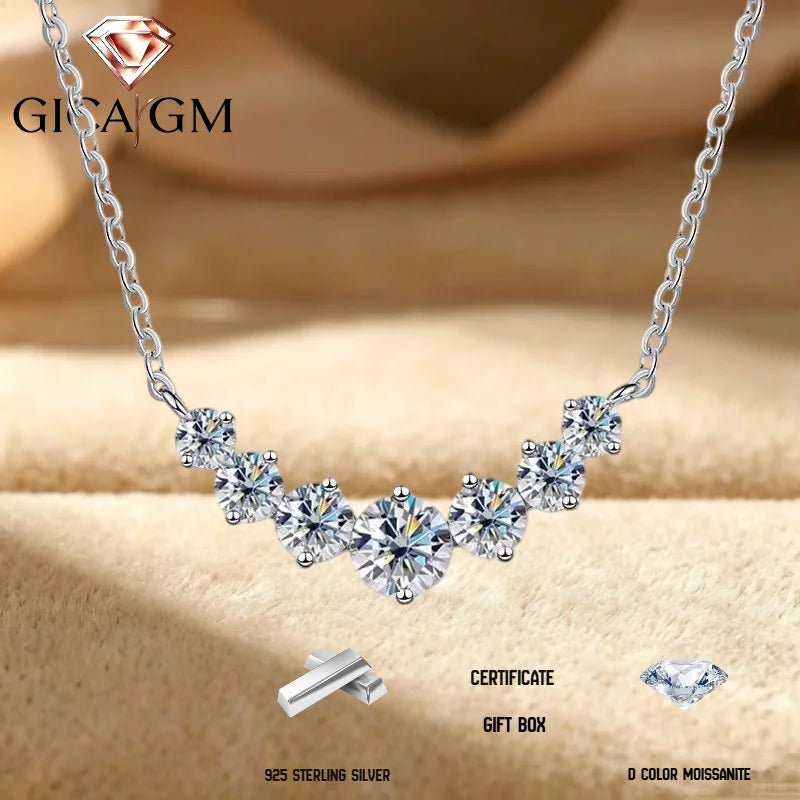 2.8CT Total Moissanite  Necklace Elegant 925 Sterling Silver Neck Jewelry Decoration Gift for Proposal Engagement Birthday Gift