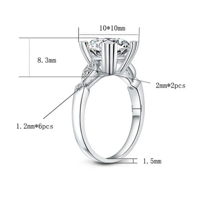 Personality Exquisite 925 Sterling Silver Round Moissanite Rings Wedding Anniversary Jewelry