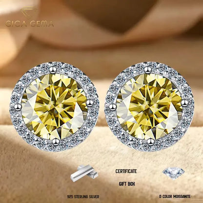 1CT*2  D VVS1 Multi-color Moissanite S925 Earrings Exquisite Jewelry for Women to Shine at Weddings and Parties GIFT Retro