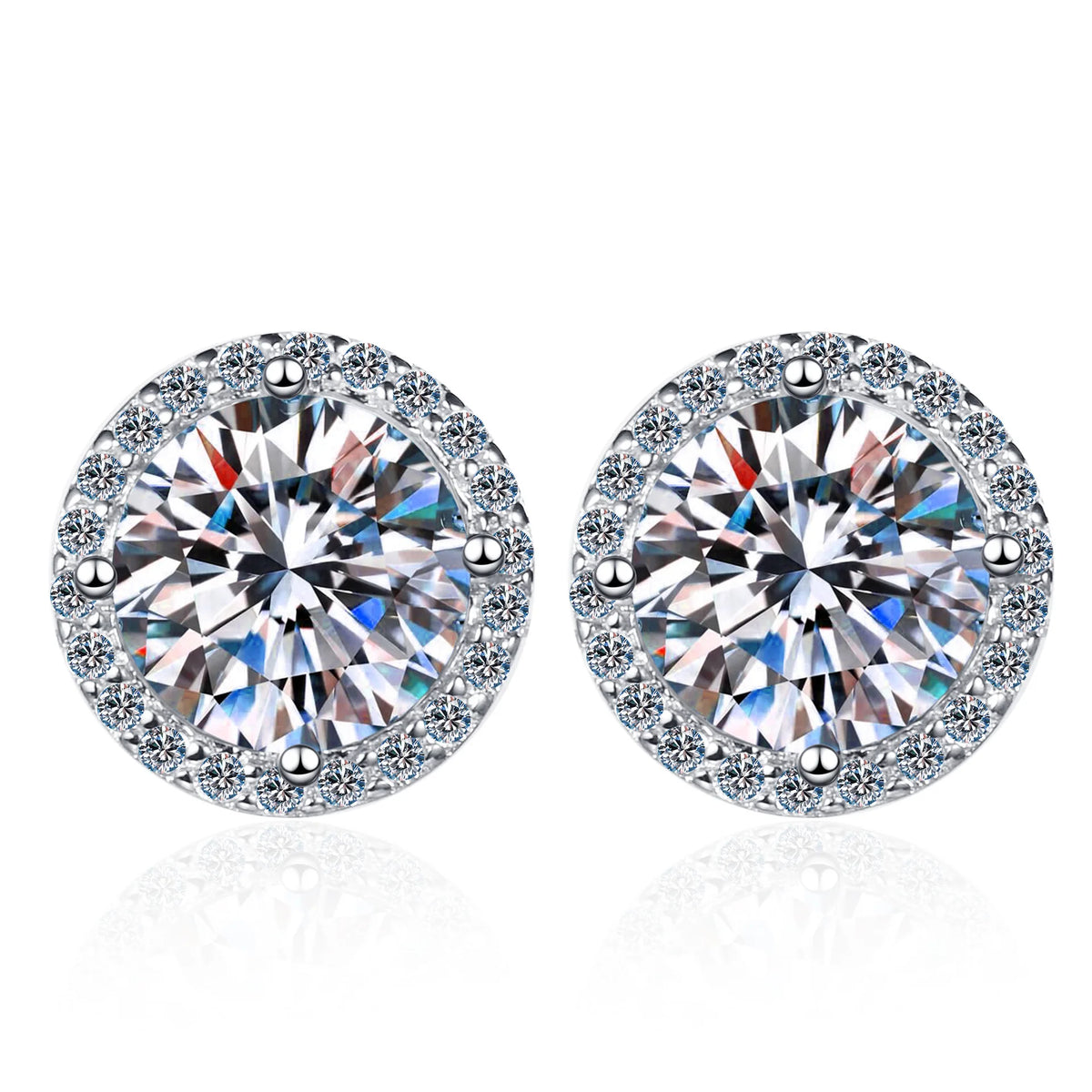 1CT*2  D VVS1 Multi-color Moissanite S925 Earrings Exquisite Jewelry for Women to Shine at Weddings and Parties GIFT Retro