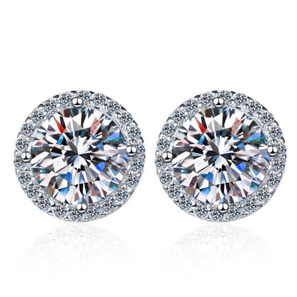 1CT*2  D VVS1 Multi-color Moissanite S925 Earrings Exquisite Jewelry for Women to Shine at Weddings and Parties GIFT Retro