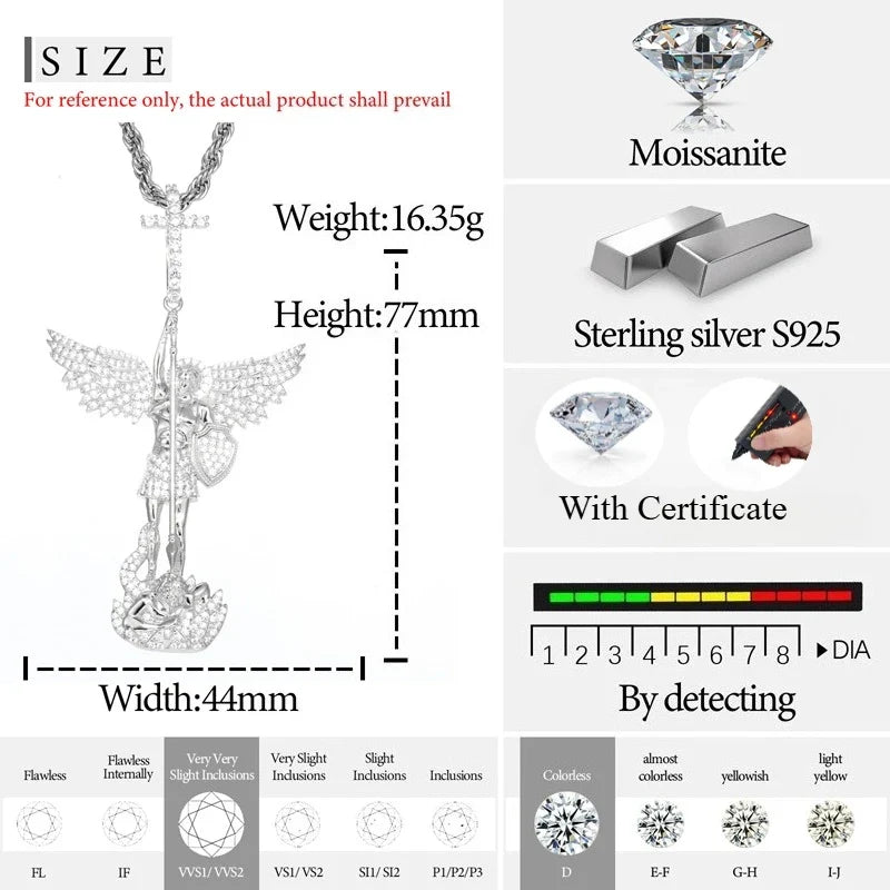TUHE Unisex High Quality D Color VVS1 Moissanite Jesus Iced Out Pendants Angel Pendant For Men Women Hip Hop Jewelry Gifts