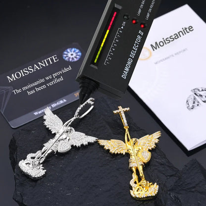 TUHE Unisex High Quality D Color VVS1 Moissanite Jesus Iced Out Pendants Angel Pendant For Men Women Hip Hop Jewelry Gifts