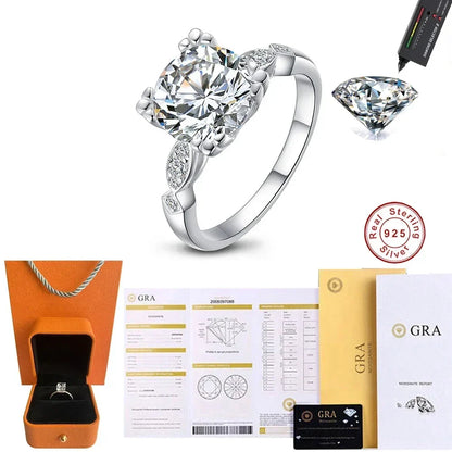 Personality Exquisite 925 Sterling Silver Round Moissanite Rings Wedding Anniversary Jewelry