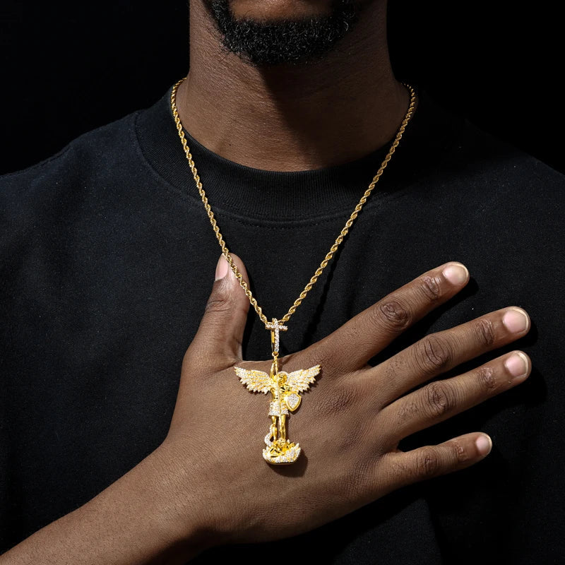TUHE Unisex High Quality D Color VVS1 Moissanite Jesus Iced Out Pendants Angel Pendant For Men Women Hip Hop Jewelry Gifts