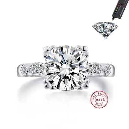 Personality Exquisite 925 Sterling Silver Round Moissanite Rings Wedding Anniversary Jewelry