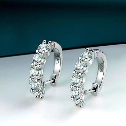 925 Sterling Silver Earrings with 1 CT Total Moissanite  Exquisite Jewelry Gift for Weddings & Parties, Sparkling Classic Style