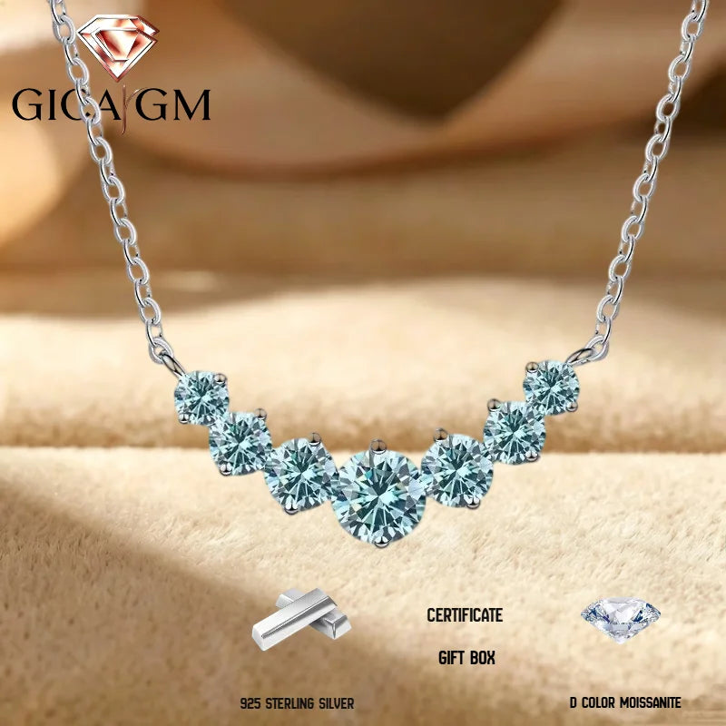 2.8CT Total Moissanite  Necklace Elegant 925 Sterling Silver Neck Jewelry Decoration Gift for Proposal Engagement Birthday Gift